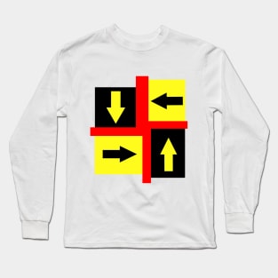 Black And Yellow Arrows And Squares Long Sleeve T-Shirt